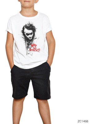 Joker Why So Serious Draw Beyaz Çocuk Tişört