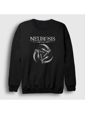 Presmono Unisex Siyah Sickles Metal Neurosis Sweatshirt