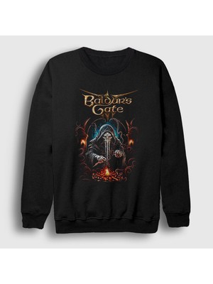 Presmono Unisex Siyah Cover Oyun Baldur's Gate Sweatshirt