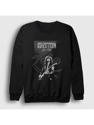 Presmono Unisex Siyah Jimmy Page LED Zeppelin Sweatshirt
