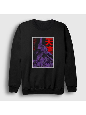 Presmono Unisex Siyah Eva 01 V2 Neon Genesis Evangelion Anime Sweatshirt