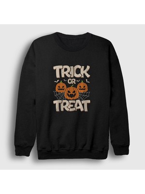 Presmono Unisex Siyah Trick Or Treat V2 Halloween Cadılar Bayramı Sweatshirt