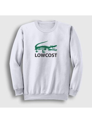 Presmono Unisex Beyaz Crocodile Timsah Timsahlı Lowcost Sweatshirt