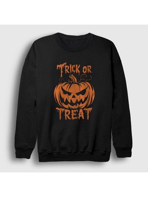 Presmono Unisex Siyah Trick Or Treat Halloween Cadılar Bayramı Sweatshirt