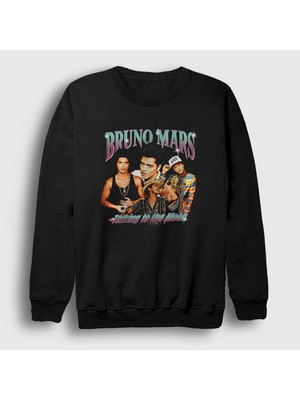 Presmono Unisex Siyah Poster Müzik Bruno Mars Sweatshirt