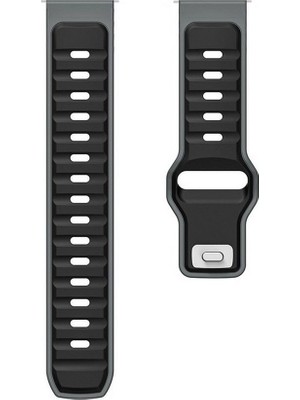 Adige Google Ticwatch S2 Wear Os Uyumlu Kordon Kayış Silikon 22/135KRD Gri Siyah