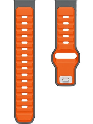 Adige Google Ticwatch S2 Wear Os Uyumlu Kordon Kayış Silikon 22/135KRD Turuncu Gri