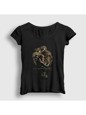 Presmono Kadın Siyah Aemond Targaryen House Of The Dragon T-Shirt