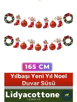 Noel Yılbaşı Tek Taraflı Baskı Yeni Yıl Kutlama Parti Dekoratif Kağıt Banner Çelenk Duvar Süsü 165CM