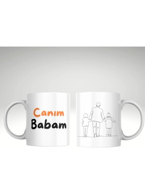 Applucky Canım Babam Çocuklarıyla Kupa Baskı Bardak Babalar Günü