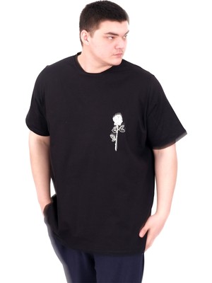 Mode Xl Büyük Beden Erkek T-Shirt Bisiklet Yaka Gorgeous U25022 Siyah