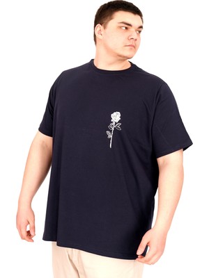 Mode Xl Büyük Beden Erkek T-Shirt Bisiklet Yaka Gorgeus U25022 Lacivert