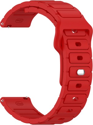 Adige Google Ticwatch S2 Wear Os Uyumlu Kordon Kayış Silikon 22/132KRD Kırmızı