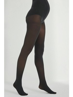Kadın Siyah Koton Hamile 100 Denye Kalın Kışlık Pamuklu Opak Külotlu Çorap