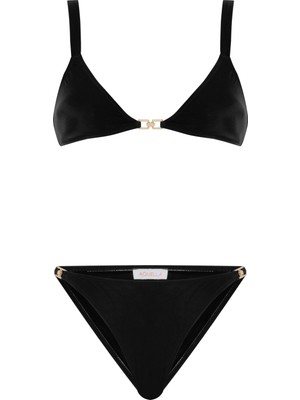 Aquella Aksesuarlı Siyah Üçgen Bikini Takım