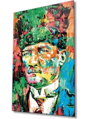 Atatürk Sanatsal Renkli 4mm Dayanıklı Cam Tablo Temperli Cam