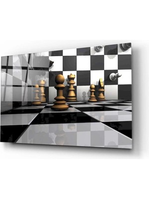 Marsilyan Siyah Satranç Cam Tablo