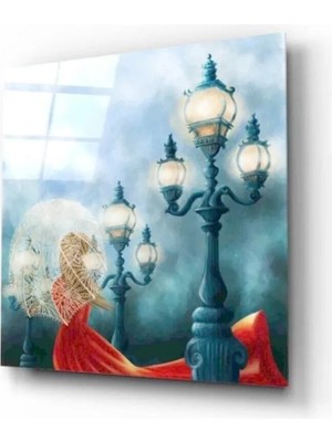 Sokak Lambası Cam Tablo 50 x 50  cm