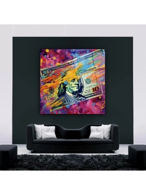 Renkli Arkaplan Dolar Cam Tablo