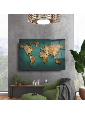 Harita ve Okyanus Cam Tablo