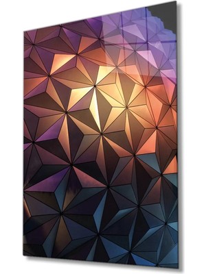 Geometrik Mimari Cam Tablo, Ev ve Ofis Duvar Dekoru Hediyelik Büyük Tablo Dayanıklı Cam