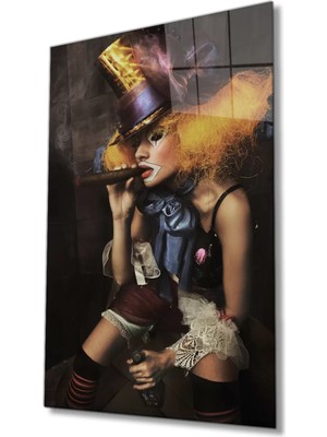 Kadın Joker Tablo Cam Tablo, Ev ve Ofis Duvar Dekoru Hediyelik Büyük Tablo Dayanıklı Cam