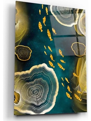 Gold Balıklar Cam Tablo