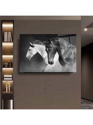 Asil Atlar Sanatsal Cam Tablo