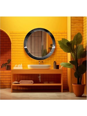 Dekorarif Desenli Yuvarlak Banyo-Salon Duvar Aynası 30