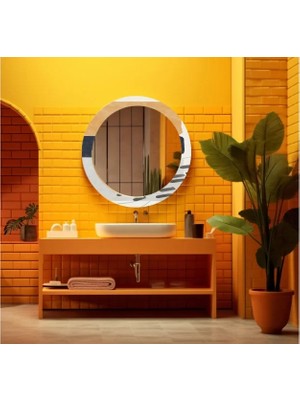 Dekorarif Desenli Yuvarlak Banyo-Salon Duvar Aynası 57