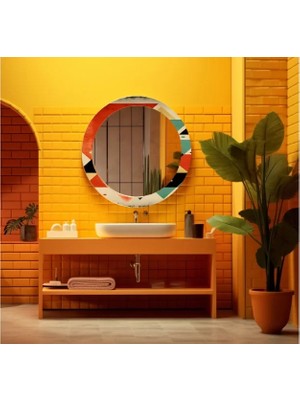 Dekorarif Desenli Yuvarlak Banyo-Salon Duvar Aynası 49