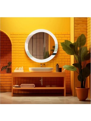 Dekorarif Desenli Yuvarlak Banyo-Salon Duvar Aynası 69