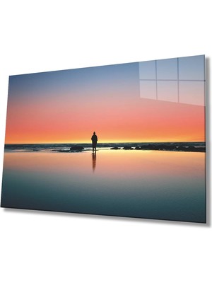 Marsilyan- Gün Batımı Denizde Insan Manzarası Cam Tablo