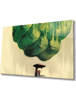 Marsilyan- Yeşil Illüstrasyon Cam Tablo   Green Illustration