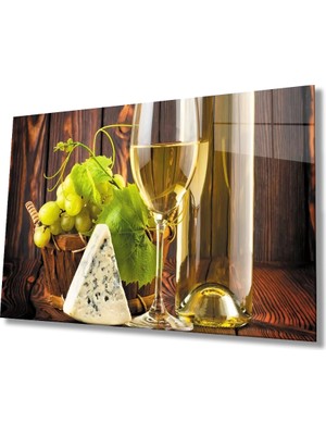 Marsilyan- Şarap Peynir Natürmort Mutfak Cam Tablo