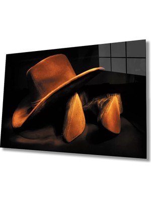 Marsilyan- Kovboy Şapkası Kovboy  Ayakkabısı Cam Tablo