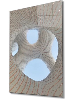 Marsilyan- Turuncu Beyaz  Geometrik Cam Tablo