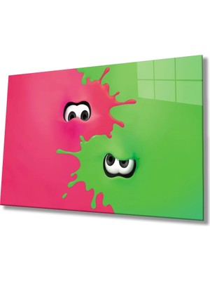 Marsilyan- Pembe Yeşil Göz Cam Tablo   Pink Green Eye