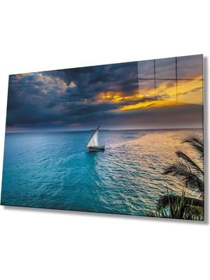 Marsilyan- Gün Batımı Yelkenli Cam Tablo   Sunset Sail Table