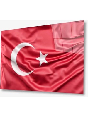 Marsilyan- Türk Bayrağı Cam Tablo Turkish Flag