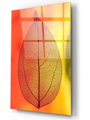 Damarlı Yaprak Cam Tablo 50 x 70  cm