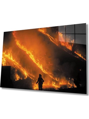 Marsilyan- Yangın ve  Adam  Cam Tablo