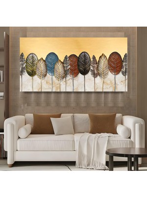 Emya Home Renkli Yapraklar Panoramik Kanvas Tablo