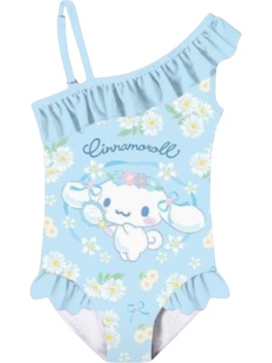 Petityu Cinnamoroll Buz Mavisi Üstü Papatya Desenli My Melody Kız Çocuk Mayo