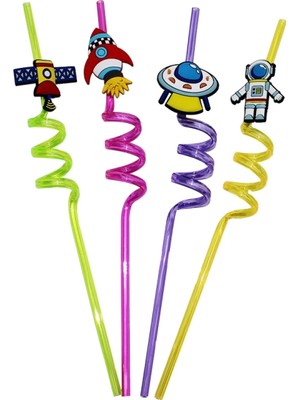 4 Parça  Figürlü Pipet Plastik (4887)