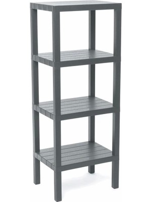 4 Raflı Gri Modüler Ünite Plastik 38X29X100 cm (4887)
