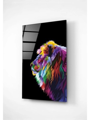 Marsilyan- Digi-Art Renkli Aslan Cam Tablo 50X70