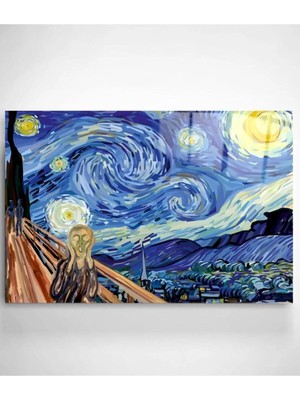 Marsilyan- Digi-Art Yıldızlı Gece Vincent Van Gogh Cam Tablo 70X110
