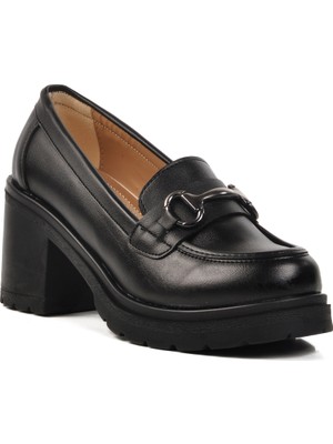 Siyah Kalın Topuk Kadın Günlük Ayakkabı 572401 Z