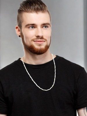 Üçgen Bakla Model Parlak Kolye - Erkek Kadın Için Şık Aksesuar, 60 cm